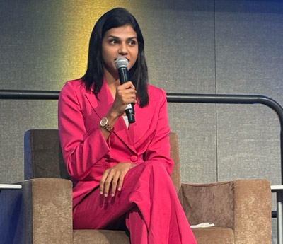 Aditi Prabhu speaking at the 2025 Kickoff for the Division of Student Affairs