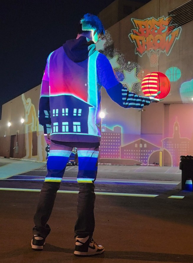 Free Throw interactive projection mapping project at SAP Center