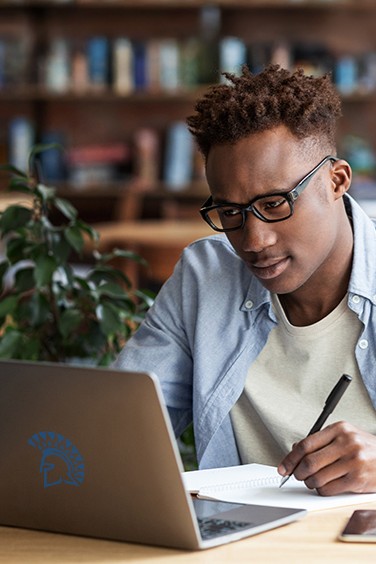 SJSU student using a laptop